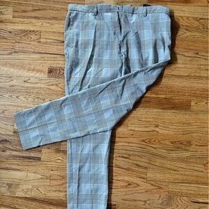 H+M men’s pants 36x32 stretchy plaid grey and blue slim fit